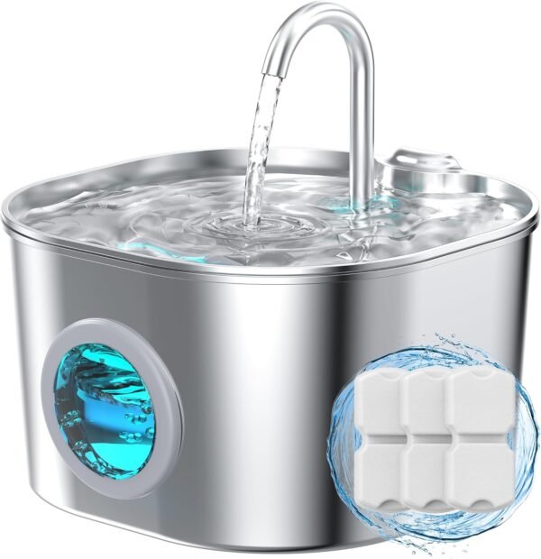 Stainless Steel Pet Water Fountain with Filters for Cats and Dogs
