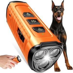 Handheld Ultrasonic Dog Repellent with LED Flashlight and Training Modes