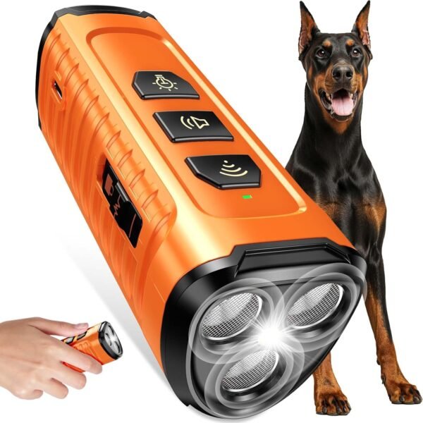 Handheld Ultrasonic Dog Repellent with LED Flashlight and Training Modes