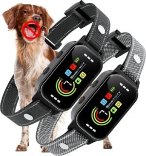 Dual Pack Smart Bark Control Dog Collars with Adjustable Sensitivity and LED Display
