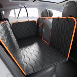Waterproof Dog Car Seat Cover with Side Flaps and Mesh Window for Back Seat