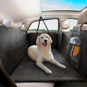 Waterproof Dog Car Seat Cover for Backseat with Side Flaps and Storage Pockets